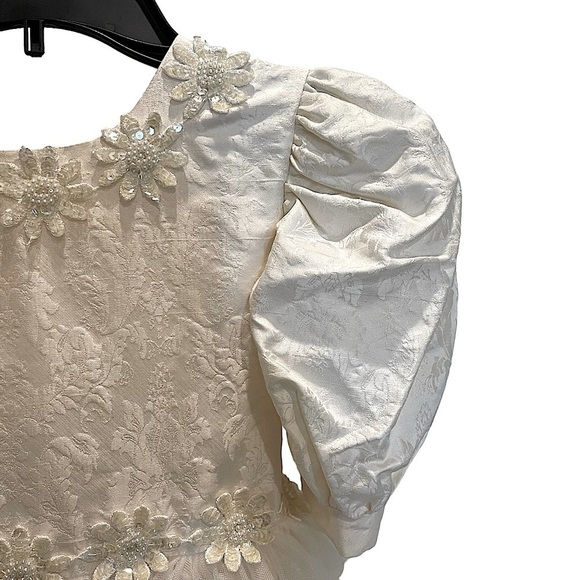 POSIES Handcrafted by the Women of Maine Girls Ivory Silk Glinda Dress Size 6 - Picture 4 of 12